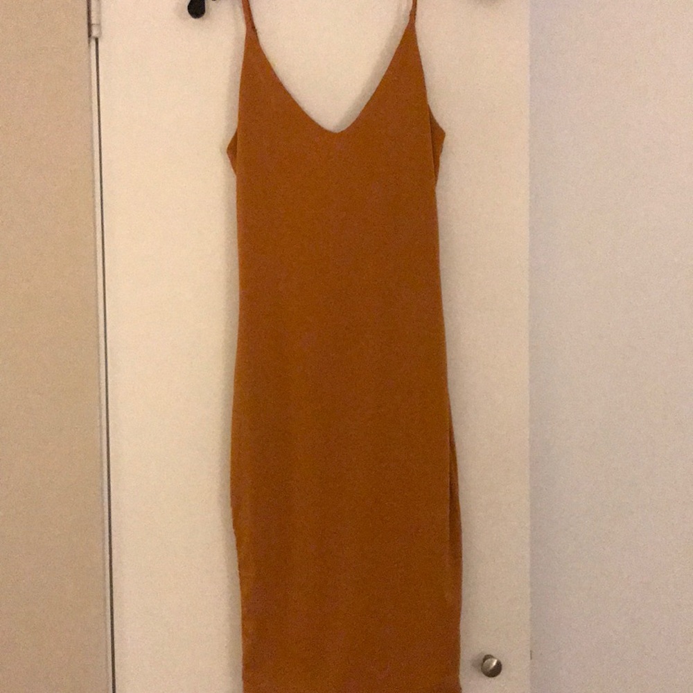 v neck tank midi dress in mustard